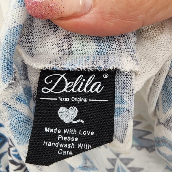 MONTANA WEST Delila Boho Embroidered Aztec Graphic Long Sleeve Blouse Small NWT - Picture 11 of 12